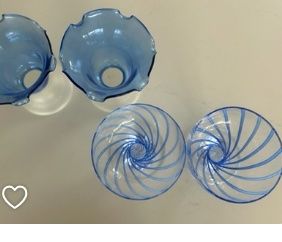 Murano Bicchieri: Oversized 4 blue glass selection, probably Murano – Usato da Zollikon venduto da kmg1 2