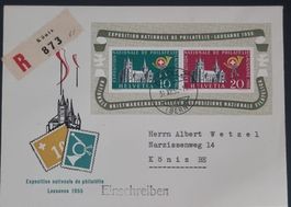 1955 : Illustrierter Brief mit Block W35