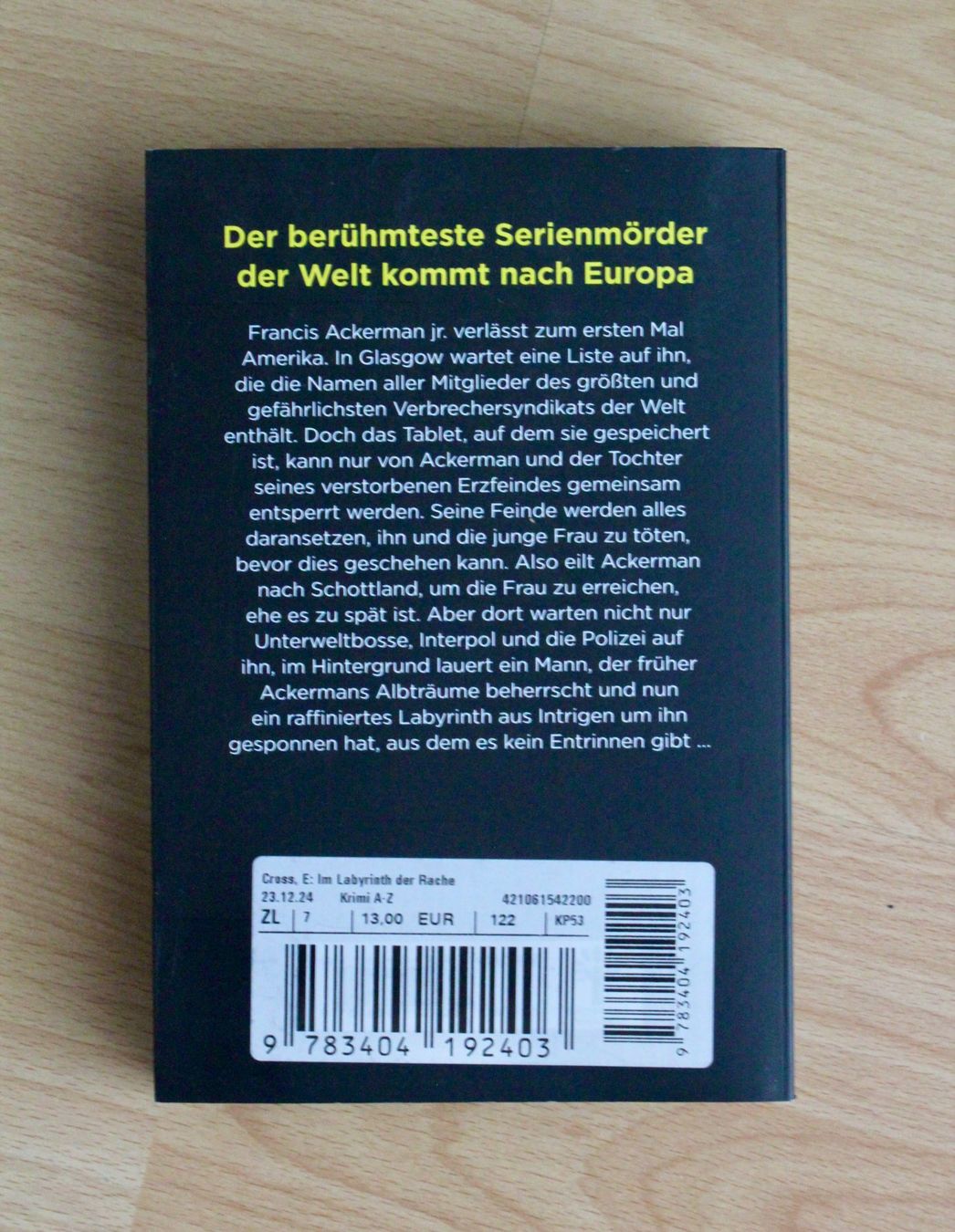 Libri: Ethan Cross: Im Labyrinth der Rache – Usato da Münchenstein venduto da brigser 1