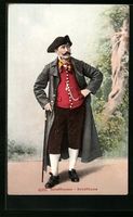 Schaffhausener in Tracht mit Stab und Ma