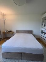 Boxspringbett mit Kopfteil braun Stoff guter Zustand