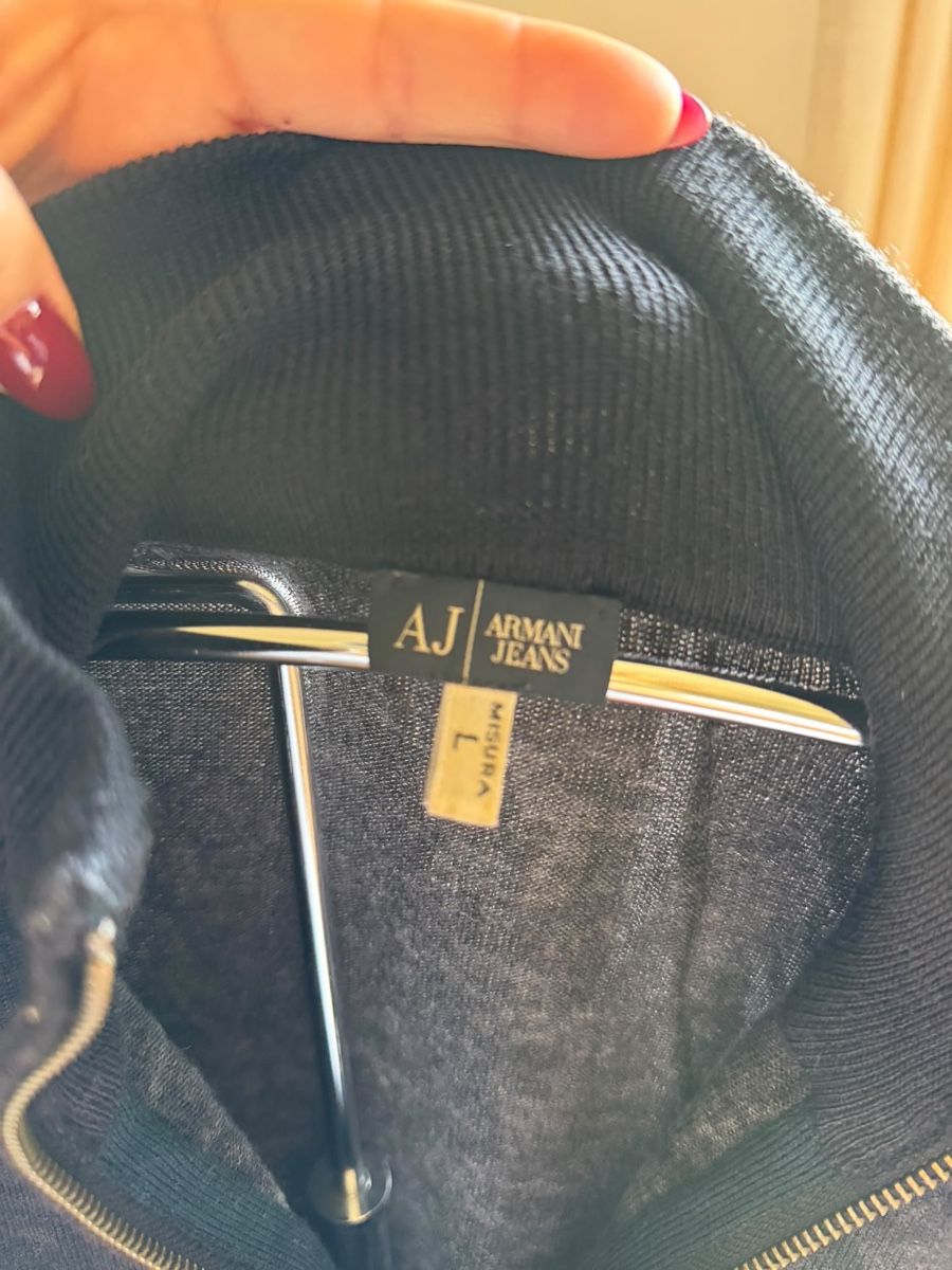 Pullover & Sweatshirts: Armani Jeans Schwarzer Feinstrick Pullover mit Reissver – Gebraucht aus Genève von SwissBoug 3