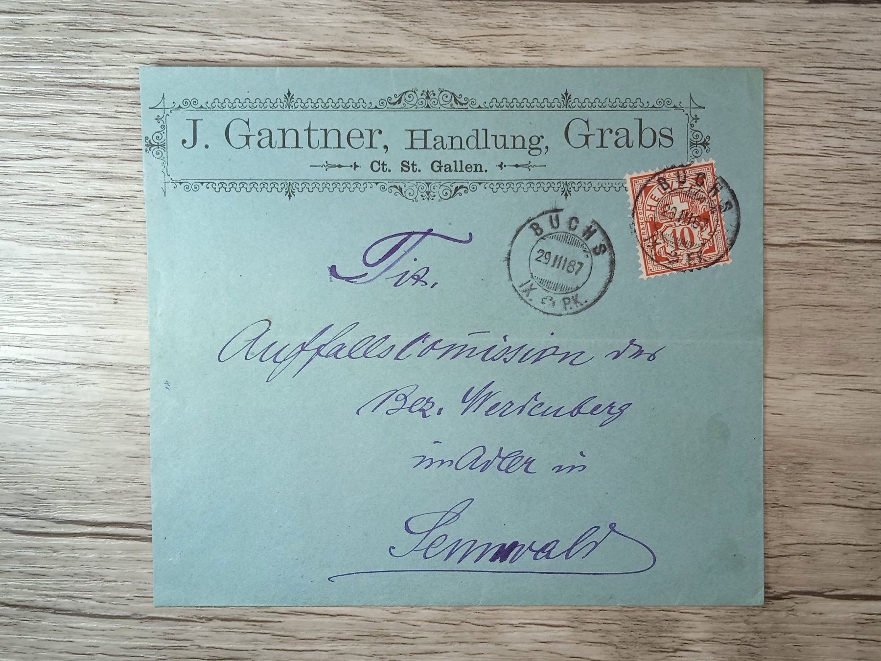 Tutti i francobolli: TR48 Enveloppe + Timbre Suisse 1887 – Usato da Cousset venduto da Patrick_Collections