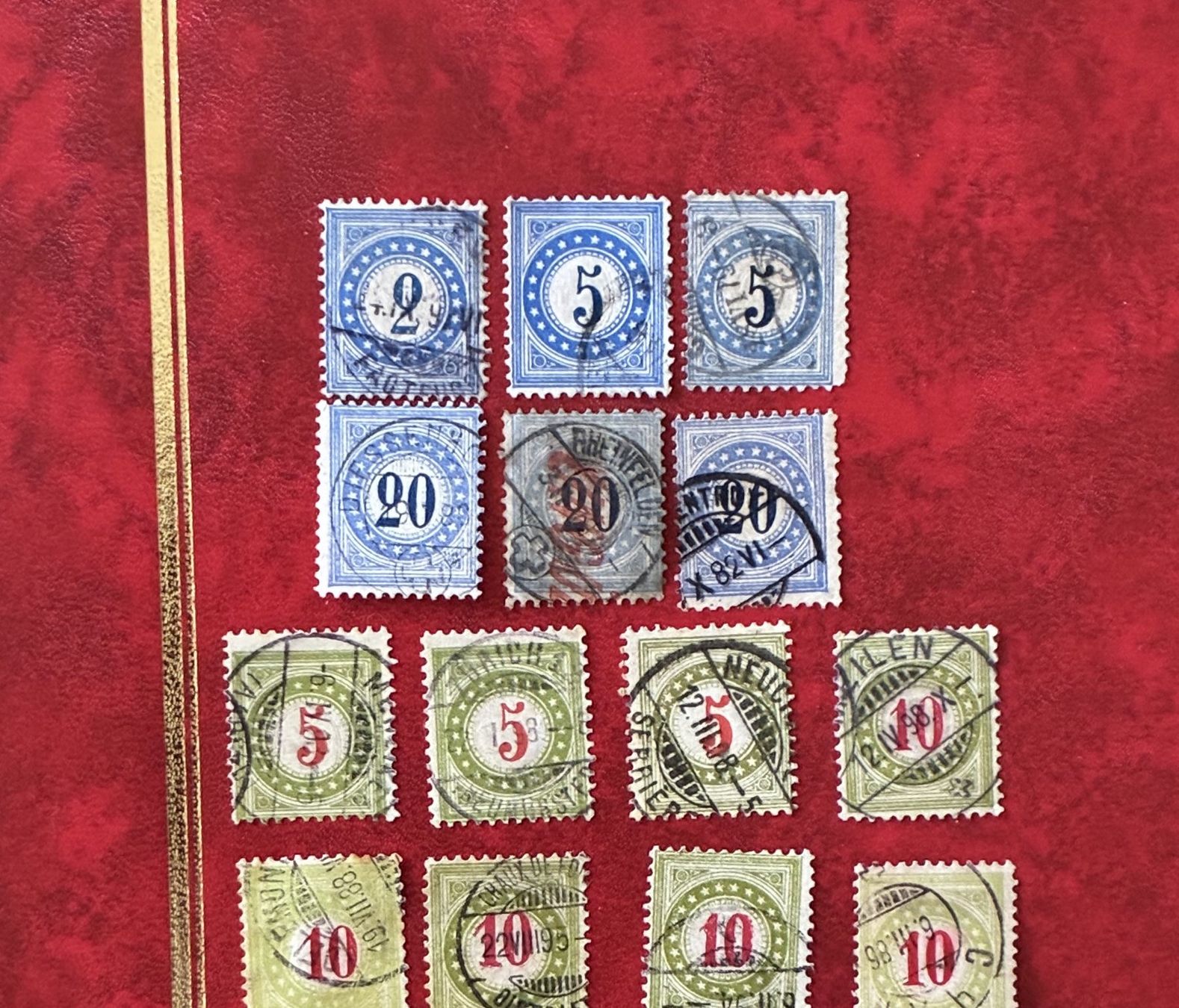 Alle Briefmarken: Type chiffre papier blanc ,bleu + vert mêlé 1878 – Gebraucht aus Lausanne von Choc-di.63 1