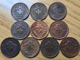 Lot 1 Rappen 1929/41 - Lot 10 Stück!