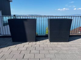 2x Rattan Pflanzkübel Resortz Living (Schwarz / Polyrattan)