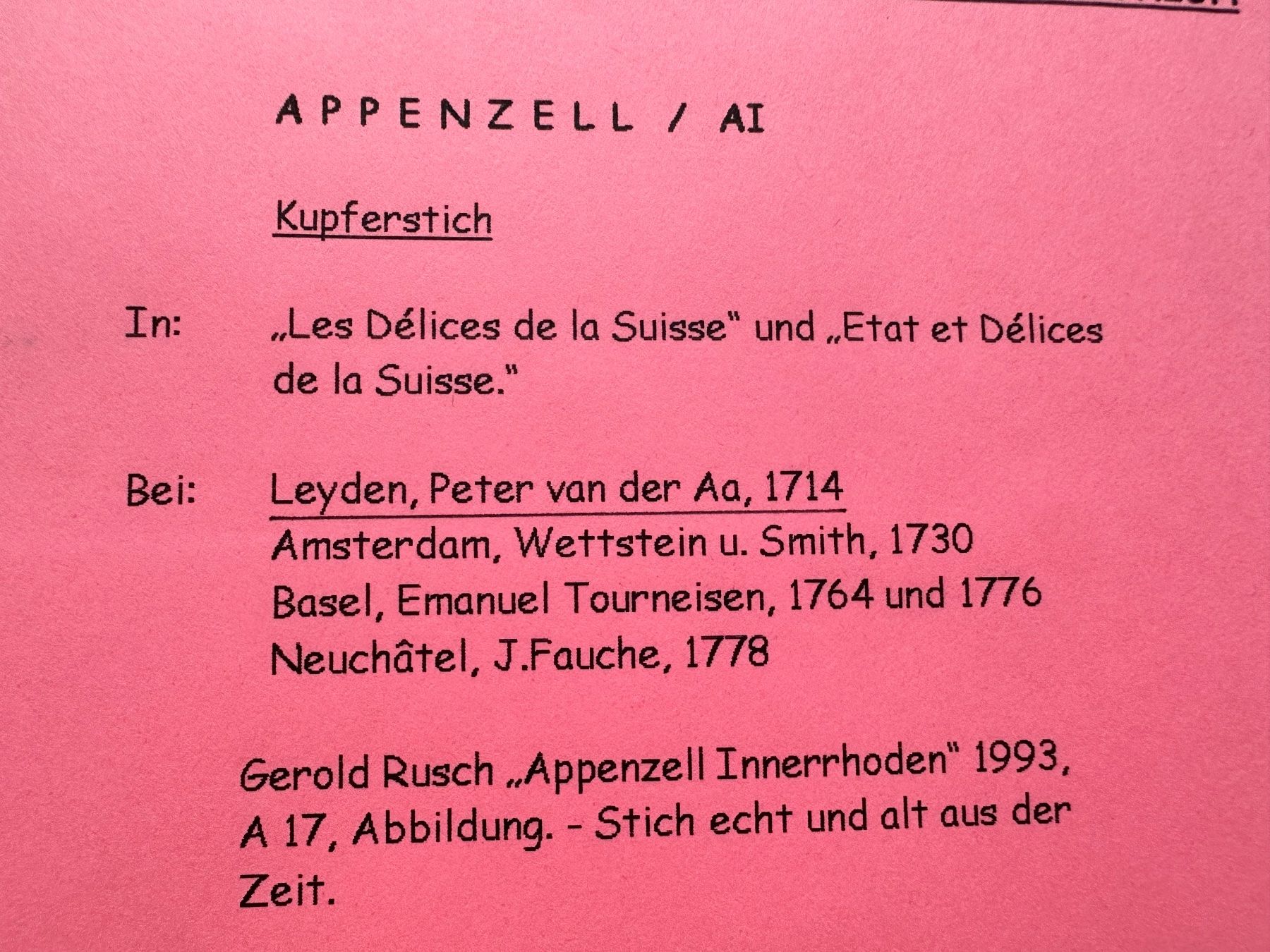 Incisioni: Appenzell Kupferstich von 1714 – Usato da Oberuzwil venduto da Crystall0 2