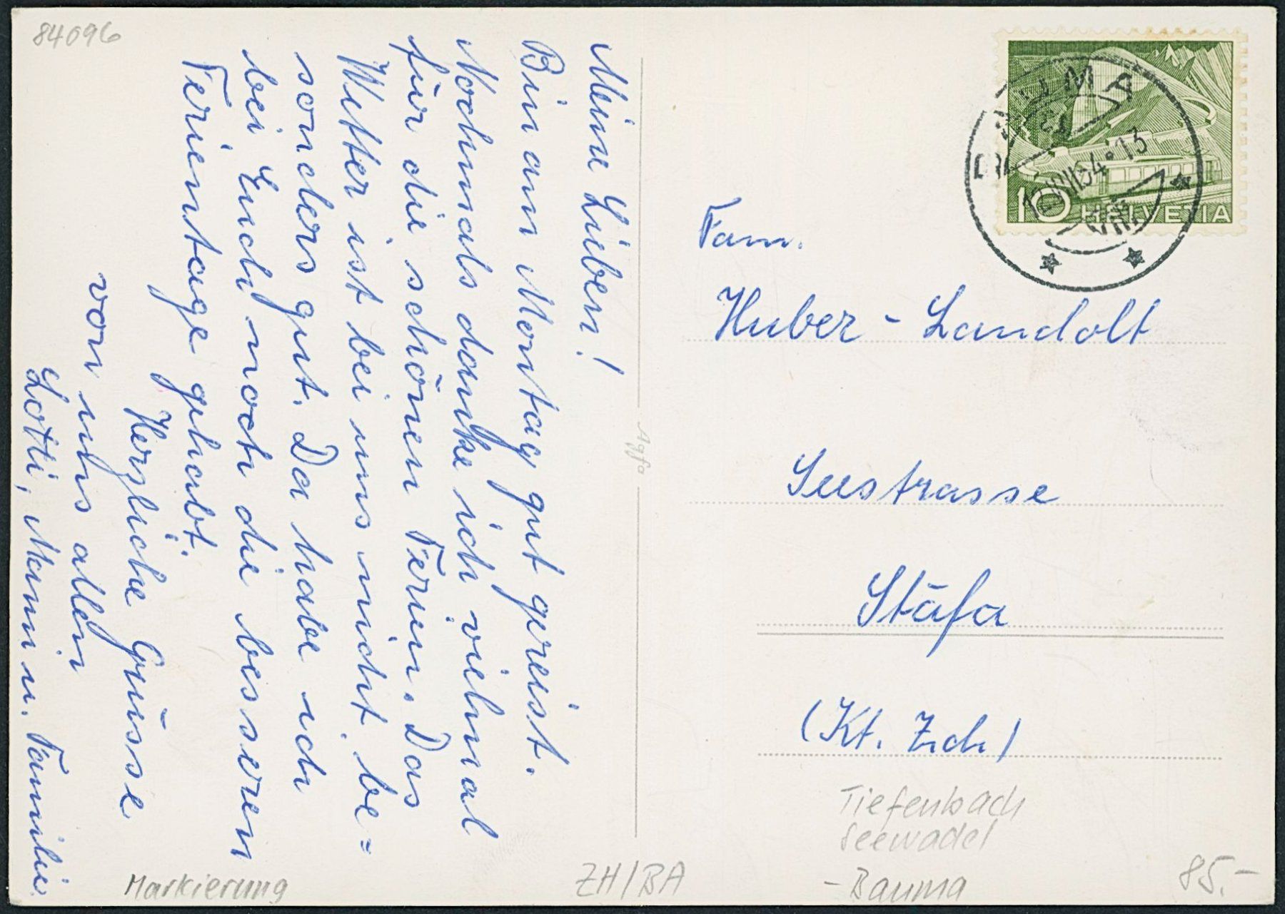 Cartoline postali: ZH Tiefenbach - Seewadel - Bauma – Usato da Schindellegi venduto da leecollect 1