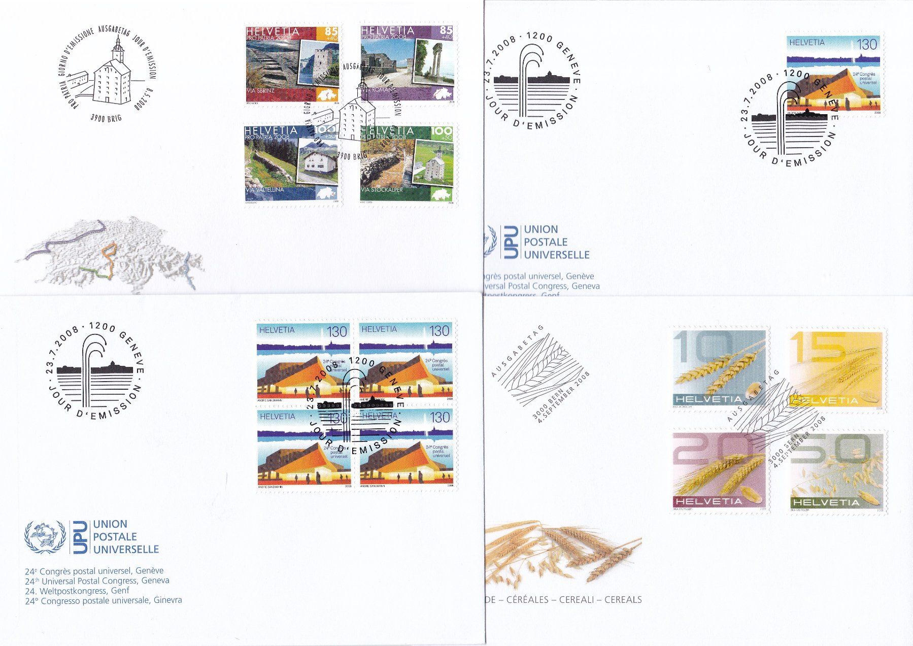 Tutti i francobolli: 46 Stk. CH FDCs, 2008, viele Viererblocks – Usato da Münchwilen AG venduto da Nesar 4