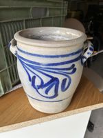 Schmalz Topf mit Henkeln blau bemalt gebrauchter Zustand