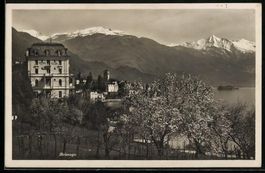 Brissago, Ortsansicht mit Bergpanorama