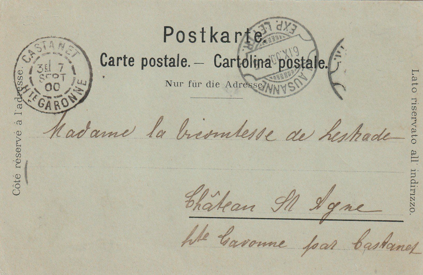Cartoline postali: Lausanne Hotel Beau Site – Usato da Rorschacherberg venduto da fratovi2 1