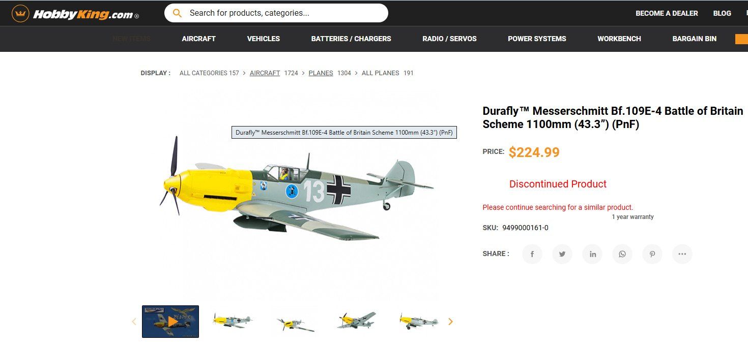 RC Modellbau: Hobbyking Messerschmitt 109 E – Neu und originalverpackt aus Saxon von dda_mnp9 9