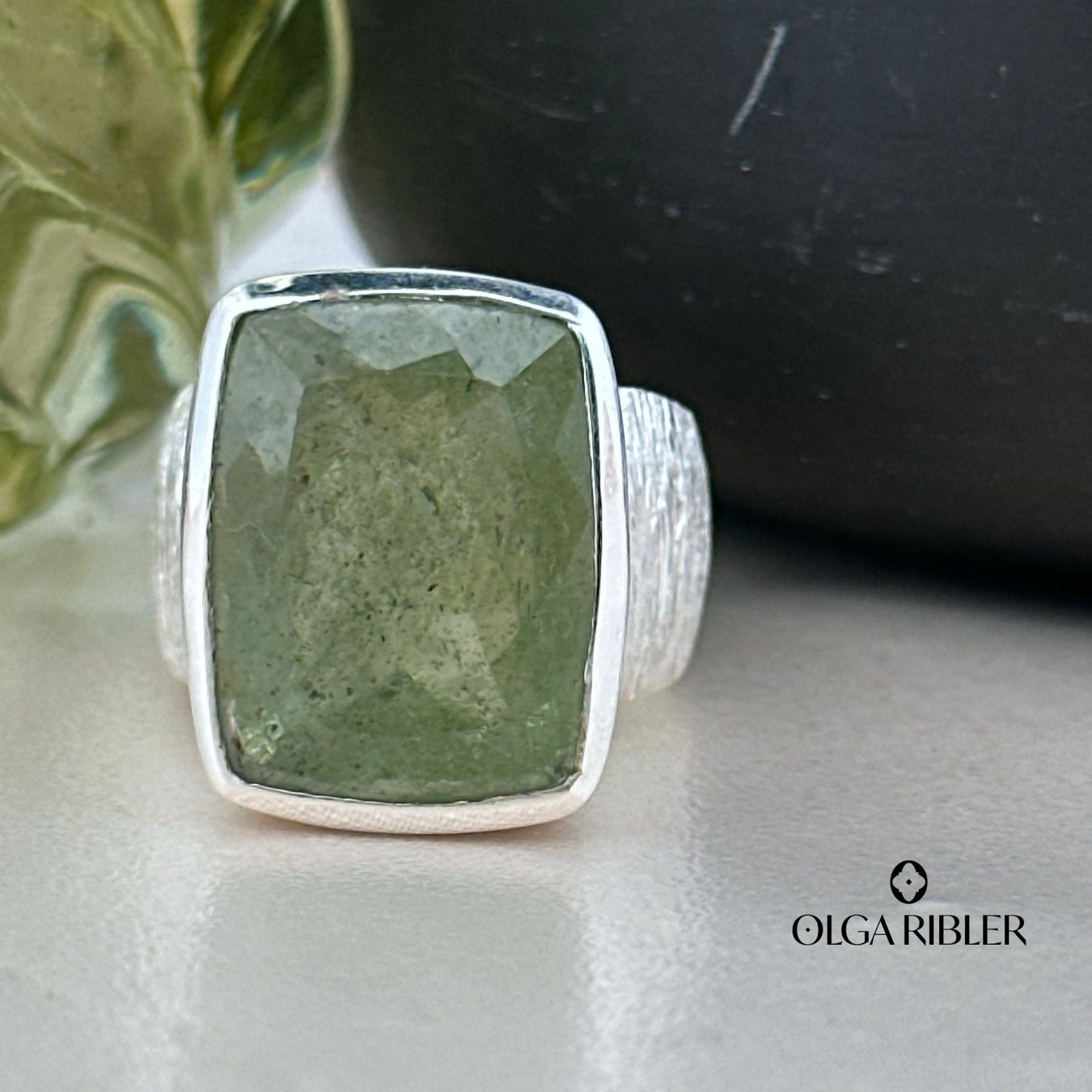 Olga Ribler Bagues: Statement-Ring mit Moos-Aquamarin Ringgrösse 59 – Neuf (Voir description) à Luzern par Schmuckoutlet 3