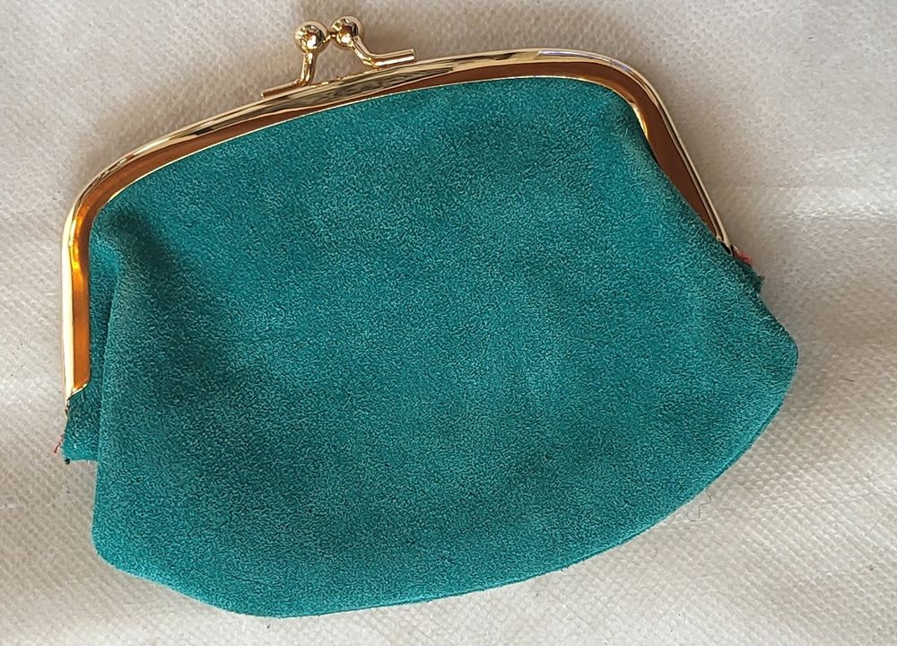 Porte-Monnaie Aquene Cuir Suédé Irisé - Petit Portefeuille Élégant Beige - Fabriqué En Italie