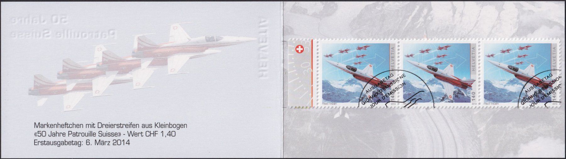 Tutti i francobolli: 2014, Markenheft "Schweizer Luftwaffe" +Nr.1494, limitiert! – Usato da Sursee venduto da Luzernerraute 1