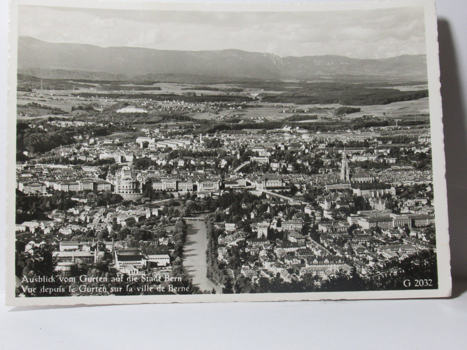 Ansichtskarten: Ausblick vom Gurten auf Bern  1945 – Gebraucht aus Grenchen von Bluemchen1900