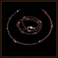 2in1 Zierliche Granat-Halskette Wickelarmband Unikat Emarra