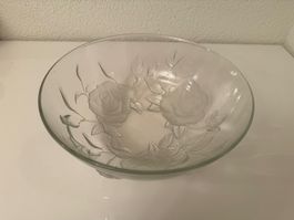 Schöne Glasschale mit Rosenornamente Ø 35cm - NEU