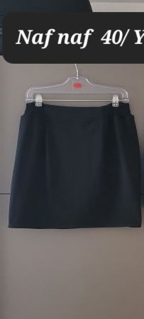 Jupe Naf Naf noire texturée, taille  40 /élastique