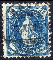 STEHENDE HELVETIA 73D 25RP  GESTEMPELT ERHALT SIEHE SCAN 32