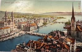 Alte  gut erhaltene AK Zürich und die Alpen.