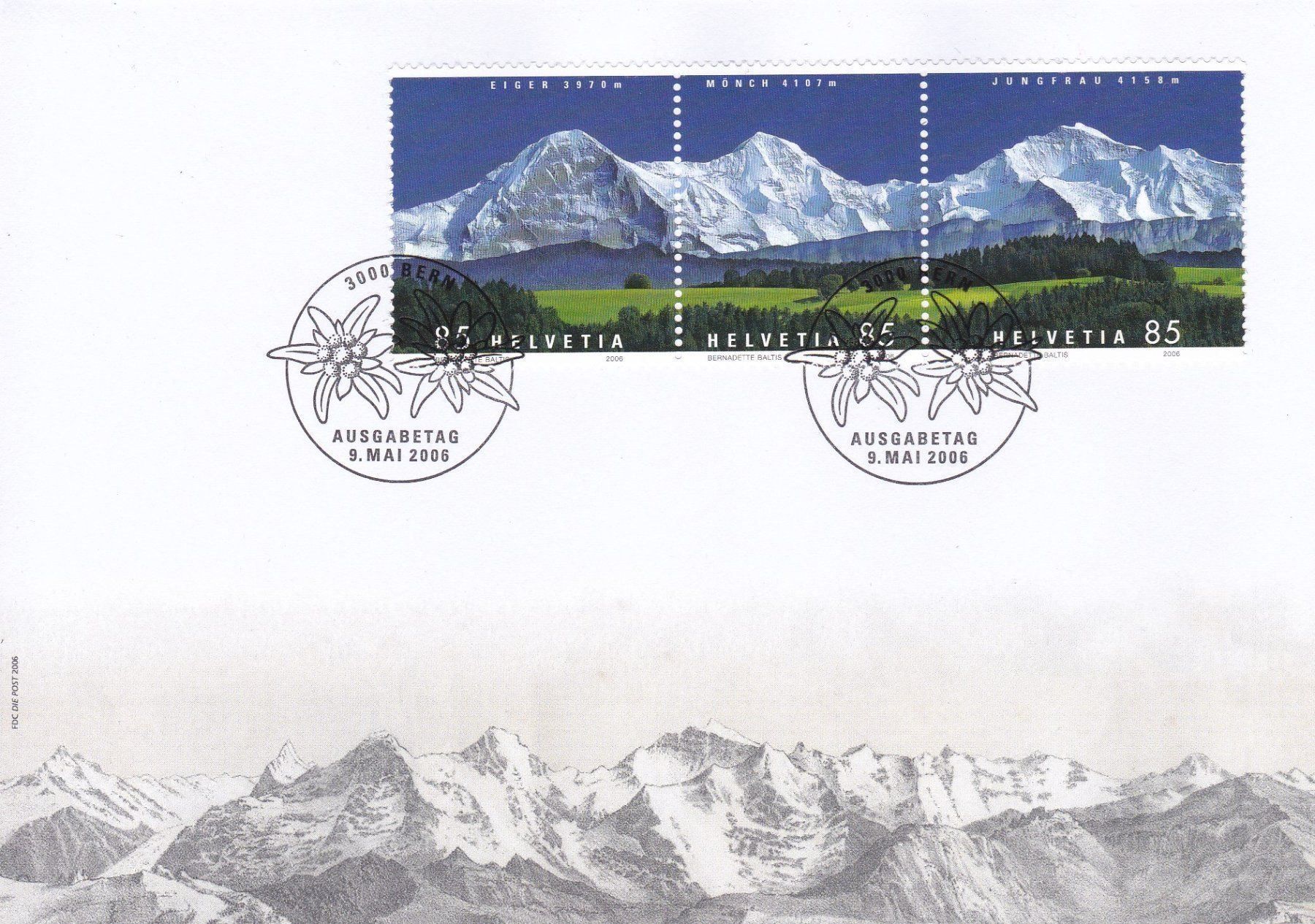 Tous les timbres: FDC Eiger, Moöch, Jungfrau 2006 – Neuf avec emballage d'origine à Schliern b. Köniz par joni20