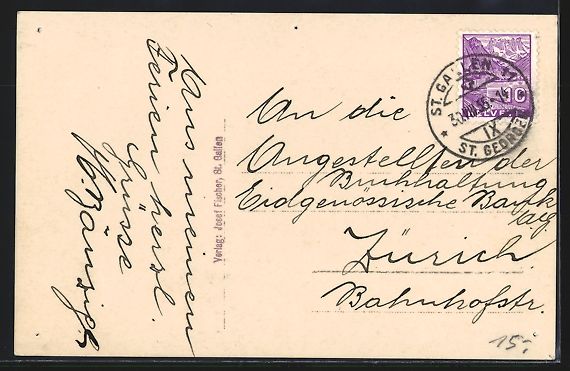 Cartoline postali: AK Teufen, Teilansicht mit Säntis, 1935 – Usato da Berlin venduto da bartko-reher 1