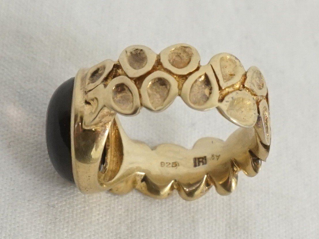 Anelli: goldfarbener Silber-Ring mit braunem Schmuckstein – Usato da Pratteln venduto da Restwert_Pratteln 7