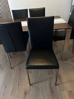 Esszimmerstühle Leder Schwarz Metallgestell 6er Set