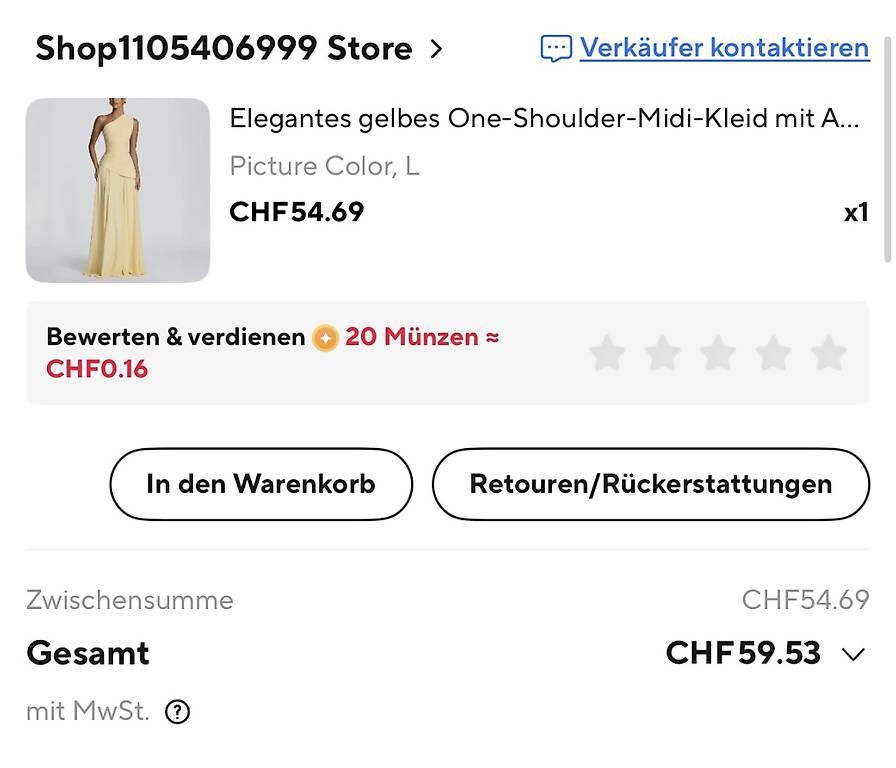 Vestiti: Gelbes one-shoulder Kleid – Usato da Zürich venduto da lau_m68v 1