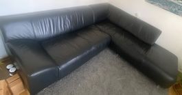 Ecksofa Leder schwarz gebraucht in gutem Zustand