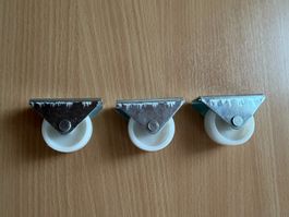 3x Rollen für Möbel Metall weiss 4 cm