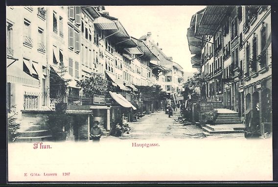 Cartoline postali: AK Thun, Hauptgasse mit Geschäften – Usato da Berlin venduto da bartko-reher