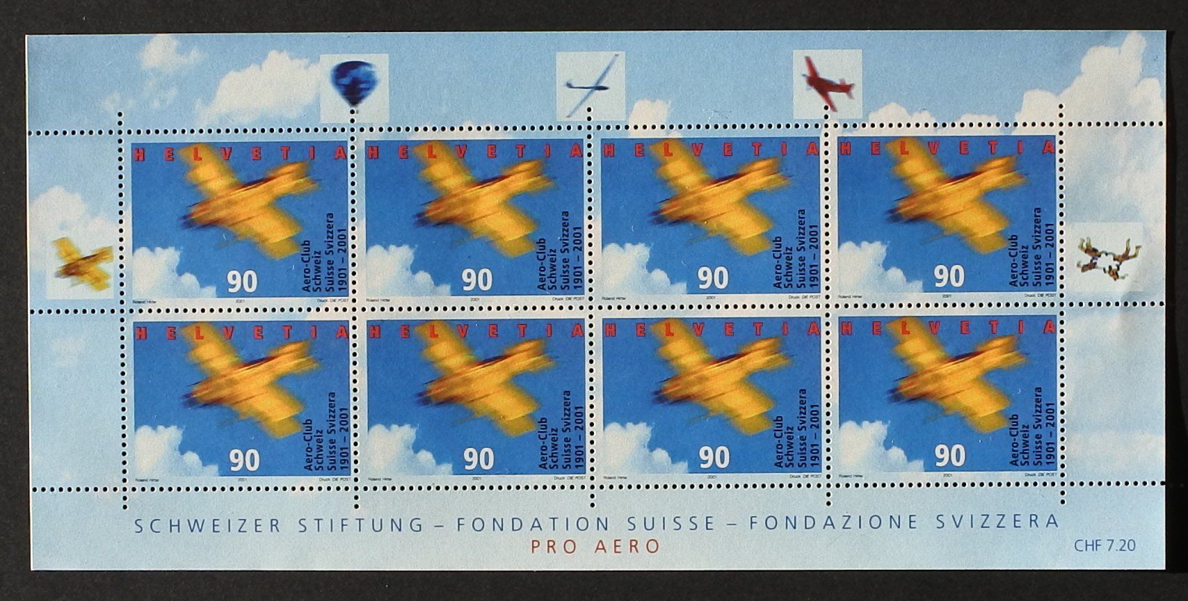 Tous les timbres: 2001 Kleinbogen Pro Aero ** – Neuf (Voir description) à Lugano par fc2017