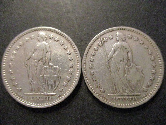 Tutti le monete: 2 x 2.- Fr 1913 + 1914 – Usato da Lovens venduto da Jelmi 1