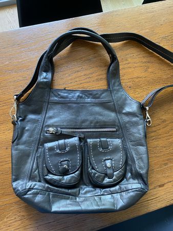 Sac en cuir noir Hogan, grande taille, bandoulière amovible 