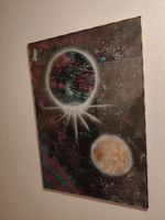 Wandbild Weltraum Motiv Spray Art gerahmt guter Zustand