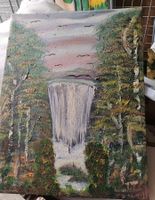 Wasserfall im Wald Gemälde Waldbild Wasser Ölbild