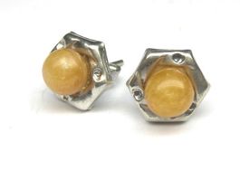Vintage Ohrringe Ohrstecker echt Silber Kugel apricot