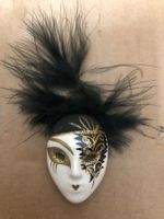 Keramik Pierrot Clown Gesicht Maskarade Brosche 1980er Jahre