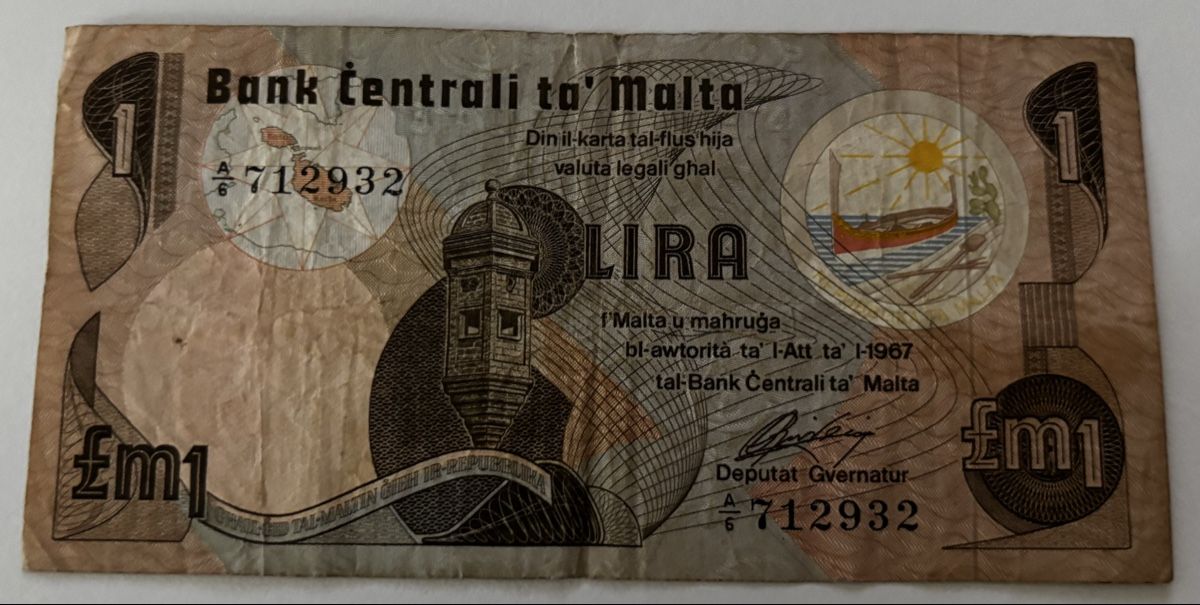 Banconote: Malta 1 Lira 1967 – Usato da Algetshausen venduto da Carrhard