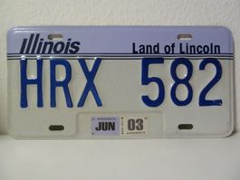 USA Nummernschild Autonummer License Plate ILLINOIS HRX 582