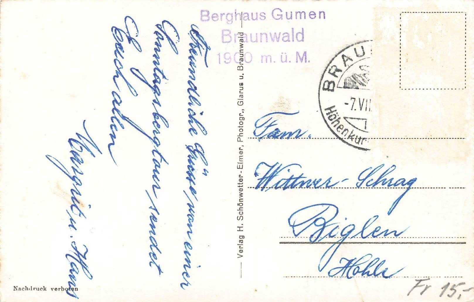 Cartoline postali: Braunwald SEGGIOVIA SESSELBAHN – Usato da Biasca venduto da Blenio71 1