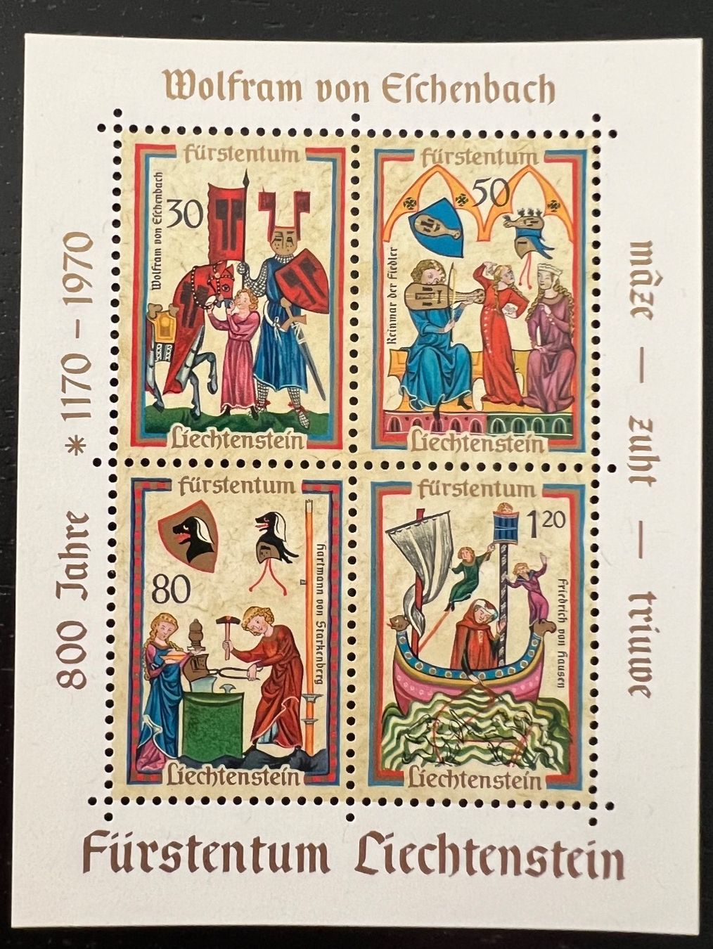 Alle Briefmarken: FL Block 8, 1970 ** – Gebraucht aus Adliswil von Myxin