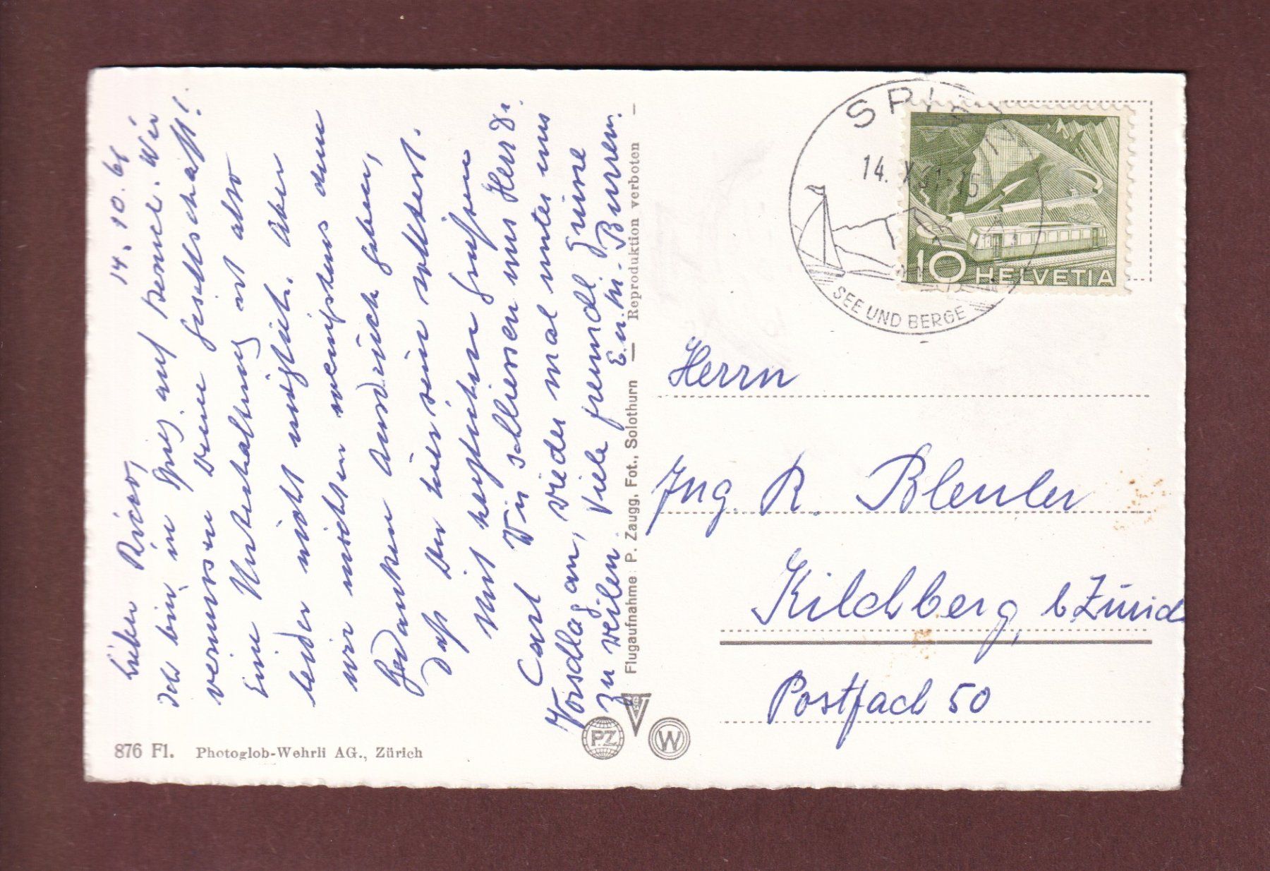 Ansichtskarten: SPIEZ - 1961 // Eckbug // – Gebraucht aus Pully von nicecards-shop 1