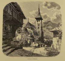 KIRCHE IN BÜRGLEN, HOLZSTICH UM 1880