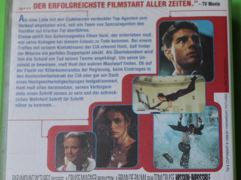 Alle VHS: Mission Impossible mit Tom Cruise VHS-Videokassette 1996 – Gebraucht aus Tübach von JamesStone 7