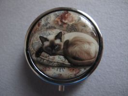 Siam Katze Pillendose/ Schmuckdose - Vintage Style Top!