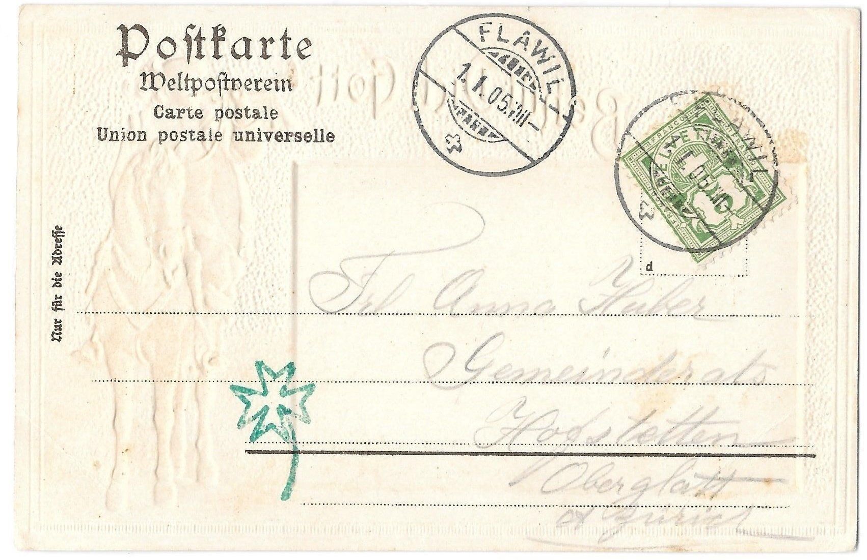 Cartoline postali: Flawil Prägekarte mit Trompeter – Usato da Olten venduto da clotaldi 1